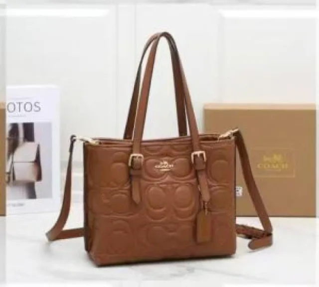 Coatch Maggie Pebbled Leather Top Handle Crossbody Bag With Magnetic Box Including 5058