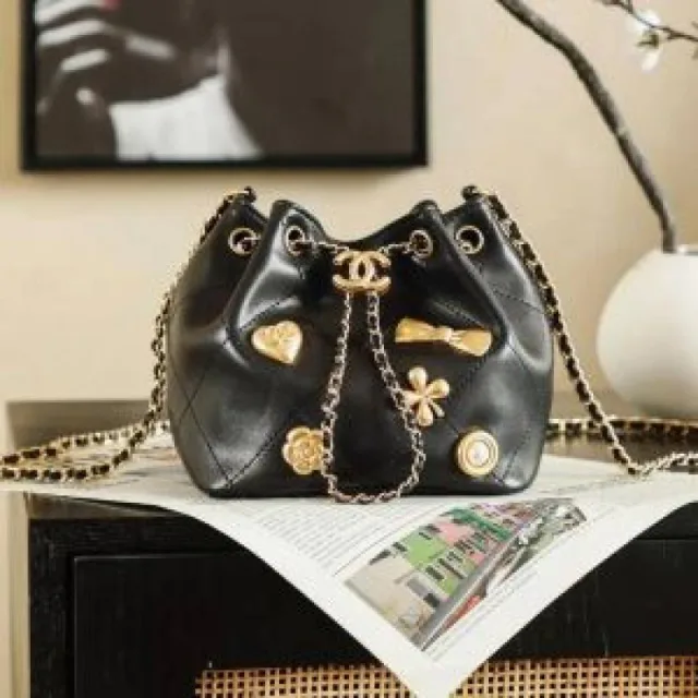 CHANE BOWTIE MINI BUCKET BAG WITH BOX 6546