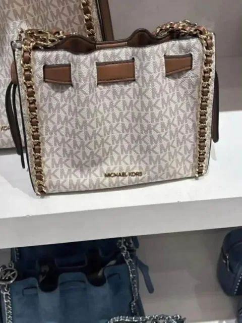 Michael Korrs Mina Signature Crossbody Tote With Box And Dust Bag (M06-Beige)