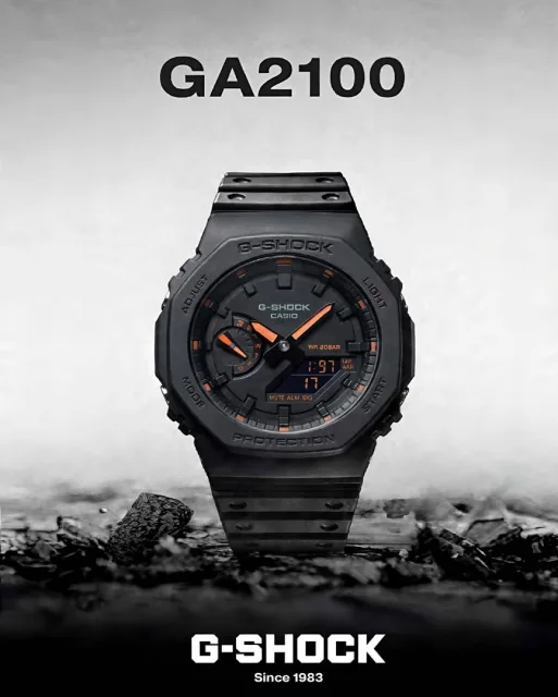 Casio g shock ga2100 black and orange