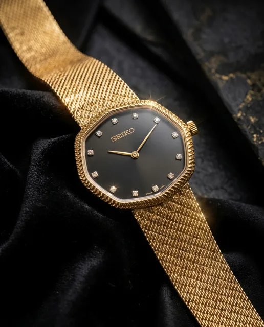 Seiko Slim Unisex Gold Black
