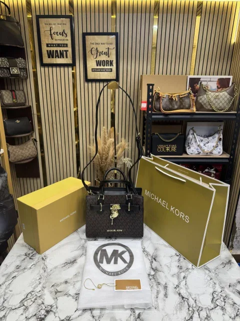 Micheal Kors Hamilton Small Logo Satchel Bag With Og BoxDust Bag Including Carry Bag H2085 Coffee Black
