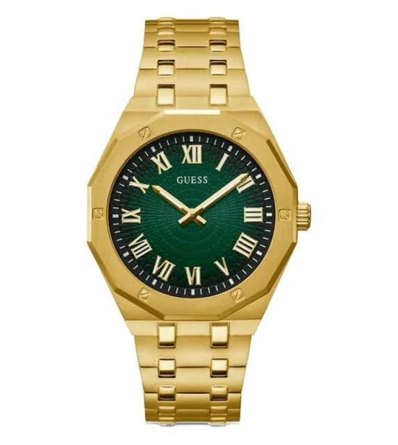 GUES_S ASSET Men Round Dial Analog gold green