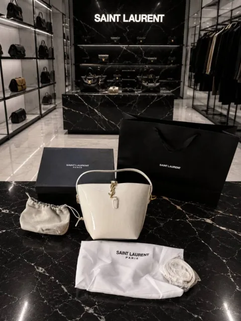 Saint Laurent Ysl Le 37 Patent Glossy Leather Bucket Bag with ogbox Carrybag etc Model 671