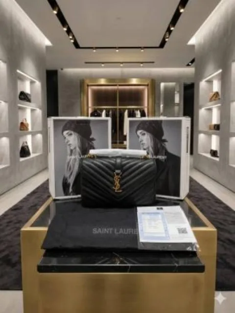 YSL SAINT LAURENT COLLEGE MEDIUM CHAIN BAG DOUBLE BOX PACKING