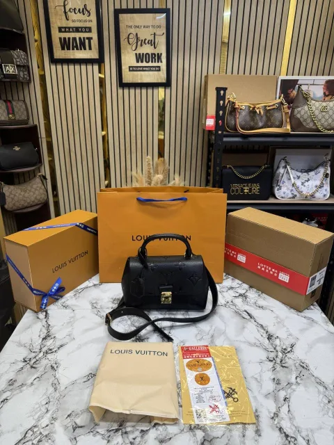 Loius vutton madeleine bb luxury handbag with og double box including carry bag packing premium quality product (m23678 -black)