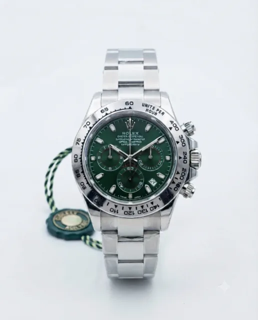 Rolee_x Daytona chronograph Silver Green Dial
