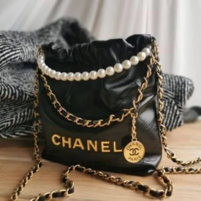 Chaanel 22 Mini drawstring shoulder bags featuring quilted leather and a signature braided chain strap Bag with box premium quality