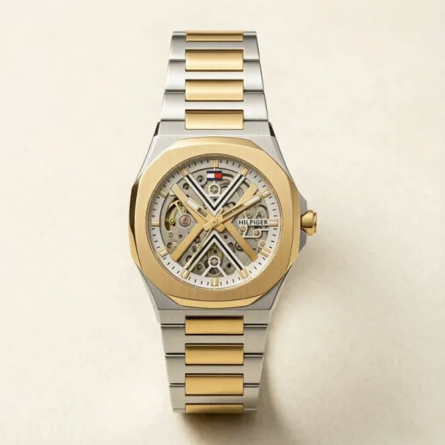 Tommmy Hilfige_r Skeleton Automatic 2Ton-Gold-Gold