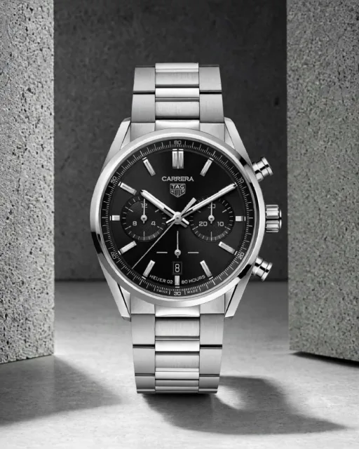 TAG Heuuer Carrera Chronograph silver Black
