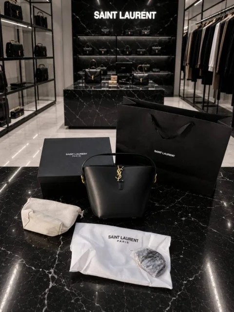 Saint Laurent Ysl Le 37 Leather Bucket Bag with ogbox Carrybag etc Model 666