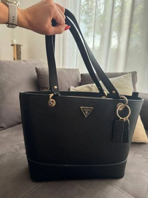 guess Noelle Brand Logo Printed Medium Structured Tote Bag 6917