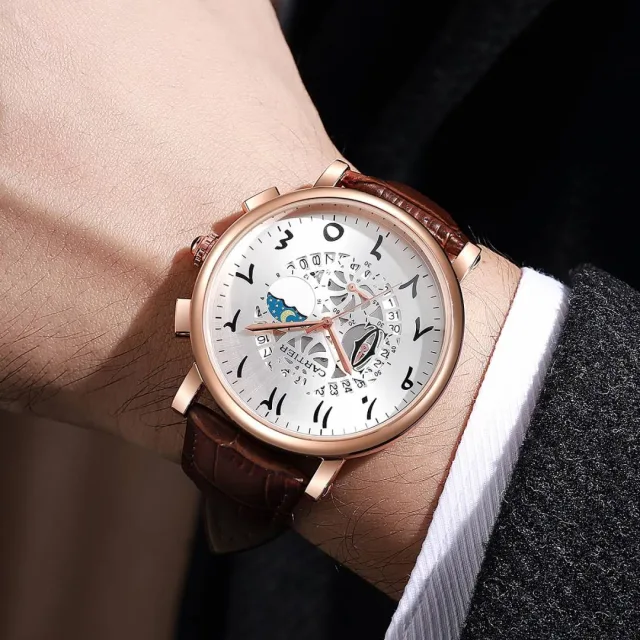 Cartire Baloon Leather Chronograph Brown Copper White Dial