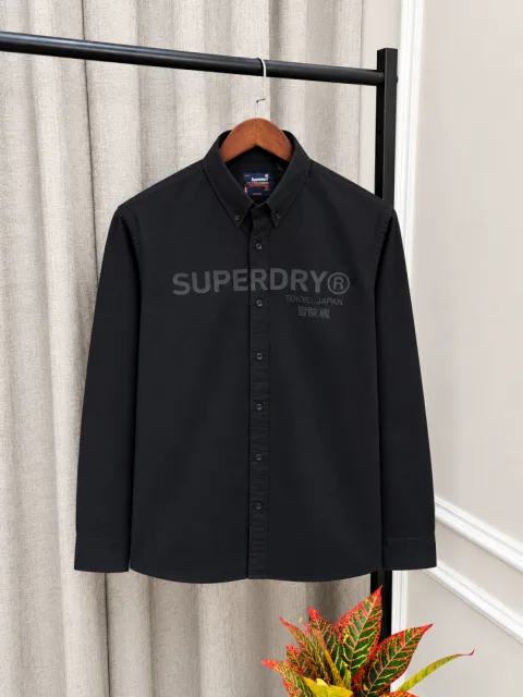 Superdry Black Premium Imported Front Branding Store Article Shirt(1603)