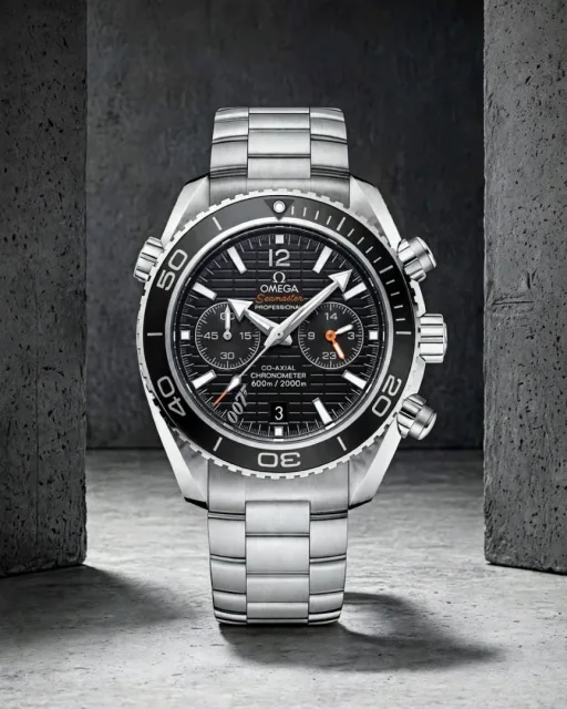 OMEGG_A Seamaster Planet Ocean 600M Co-Axial Chronograph 007 silver Black .