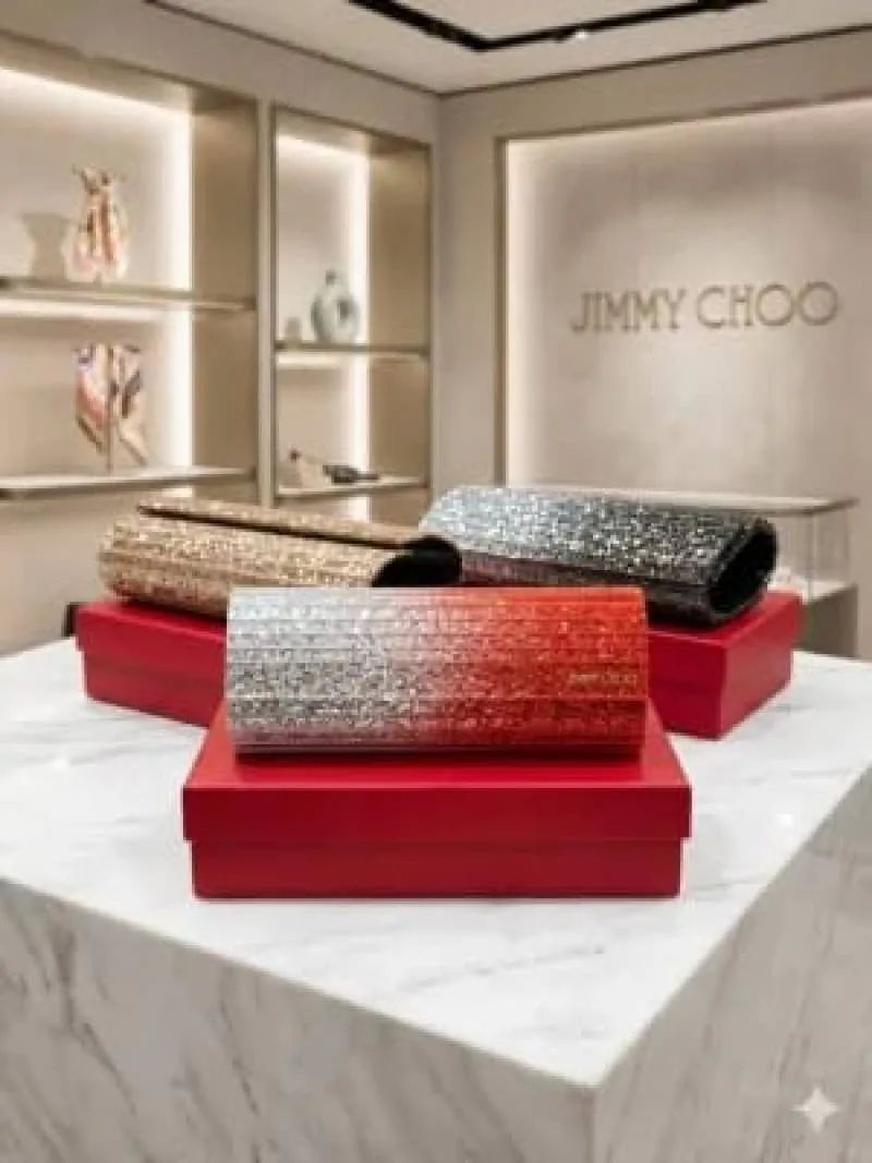 Jimi Choo Sweetie Coarse Glitter Acrylic Clutch Bag With Box premium quality