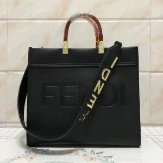 Fendy_roma_plain ladies trendy leather handbag with dust cover premium quality(big size)