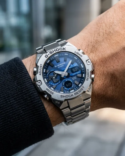 Casio G-Shock GST-B400D-1A Silver Blue Dial