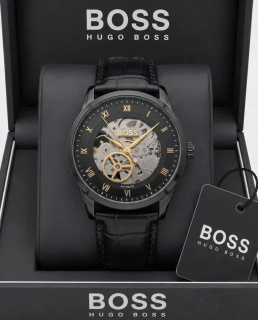BOSS Principle Skeleton Mens Automatic black and gold