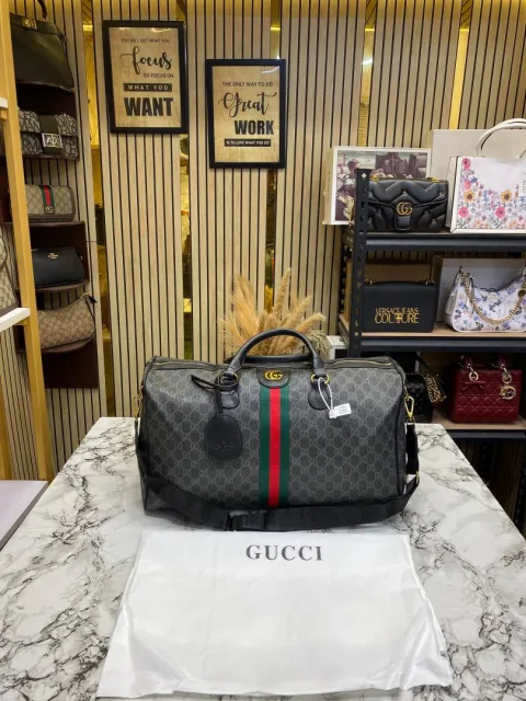 Gucc GG Supreme Ophidia Unisex Duffle Bag With Dust Bag (Black)