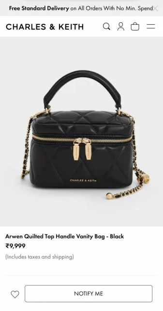 Charls & Keith Arwen Quilted Top Handle Vanity Bag With Og Box Belts Etc Model no 711