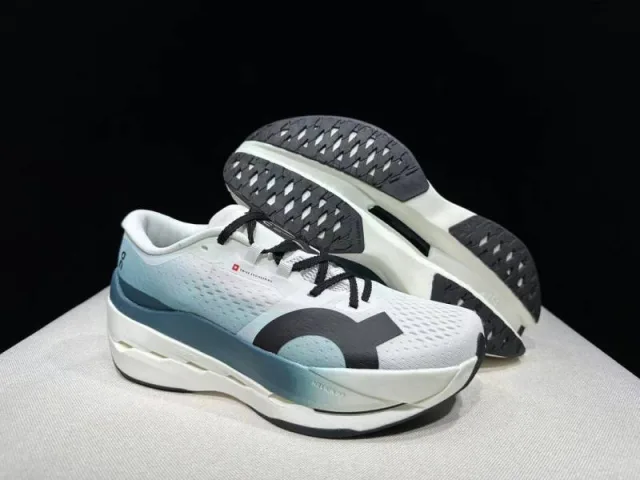 On Cloudboom Max Blue White Running