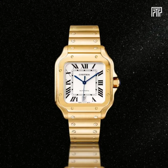 Cartiie_r Santos Automatic gold white