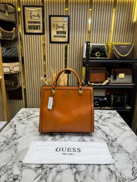 GUESS ELAVATE TOTE WITH DUST BAG PREMIUM QUALITY (BROWN)