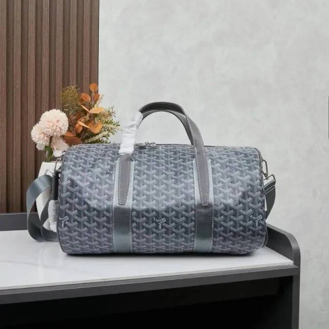 Goyarrd Luxury Monogram Travel Duffle Bag With Shoulder Strap (Grey-2389)
