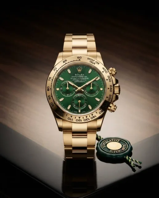 Rollex Daytona Oyster Perpetual Gold Full Green Dial