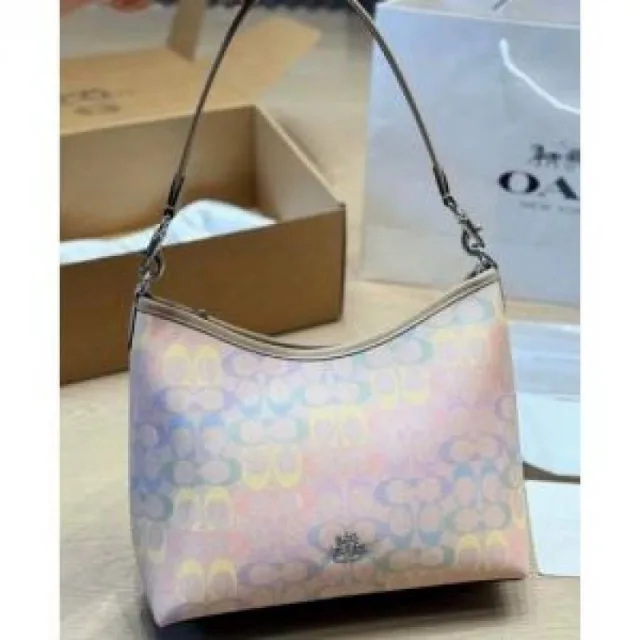 Coatch Laurel Shoulder Bag Rainbow Signature Canvas With OG Box Dust