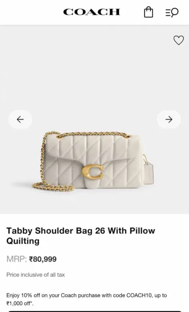 Coacch Tabby 26 pillow Quilting Leather Shoulder Bag With Ogbox Dustbag Etc Model 698