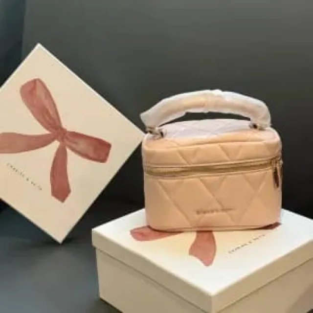 Charls & Keith Arwen Quilted Top Handle Vanity Bag With Box premium quality