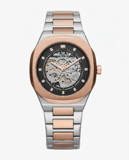 ArrWa%! Exchage Skeleton automatic Two Tone Black Dial