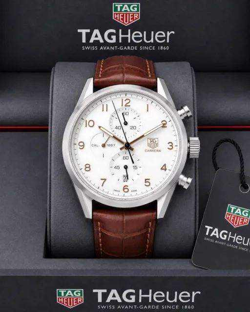 TAG Heueer Carrera Calibre 1887 Chronograph brown and white