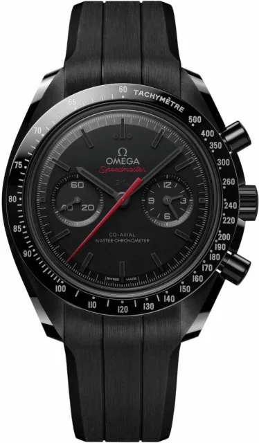 Omegg_a Speedmaster Dark Side of the Moon black white Red niddle