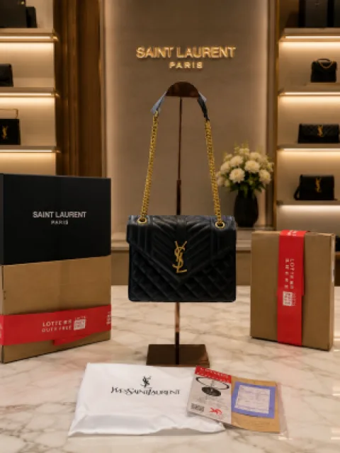 YSL SAINT LAURENT COLLEGE MEDIUM CHAIN BAG khaki dubble box packing 5104