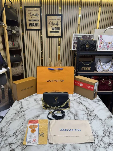 Loius Vuitto Capucines Side Trunk MM With OG Double Box And Carry Bag Beige M12710
