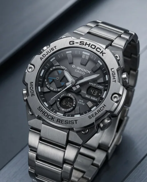 Casio G-Shock GST-B400D-1A Silver Black Dial