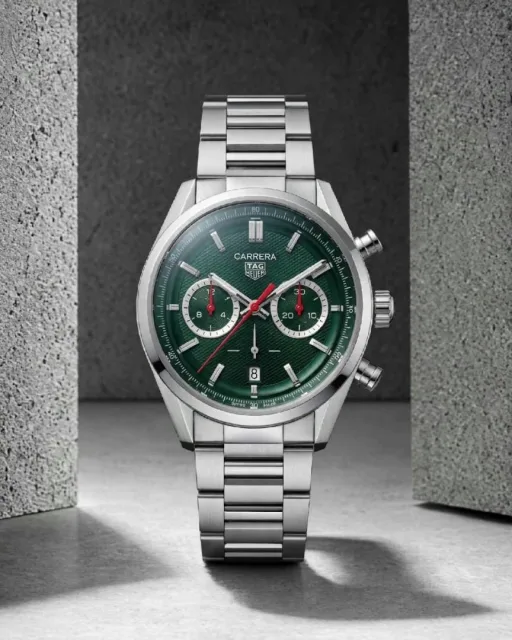 TAG Heuuer Carrera Chronograph silver green