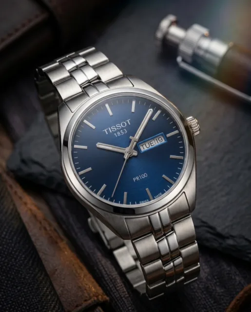 Tisot 1853 PR-100 Silver Blue Dial