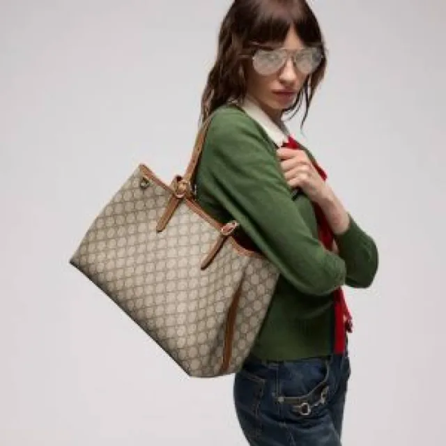 Guchi GG Emblem Tote Bag featuring brown leather tote bag premium quality with original box packing