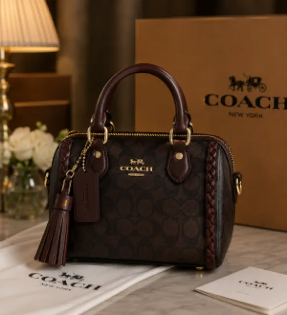Coatch Rowan Mini Braided Crossbody Bag With Original Magnet Box & Carry bag 6556