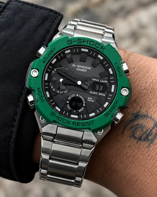 Casio G-Shock GST-B400D-1A Silver Black Green Dial