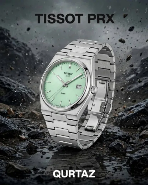 Tissoo_t 1853 Prx Powermatic Quartz silver light green plan