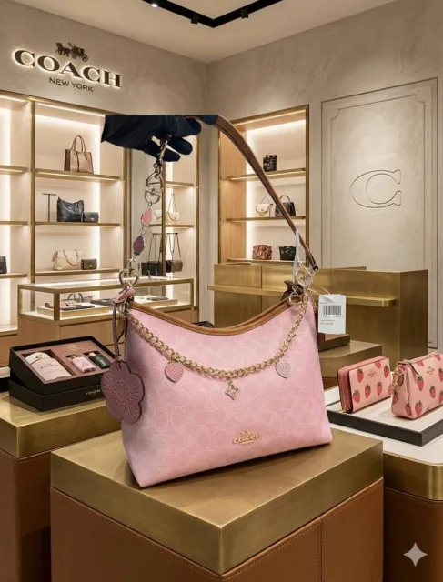 Coacch Laurel Special Edition Pink Monogram Hobo Tote With OriginalBox DustCover Tag(with charm)