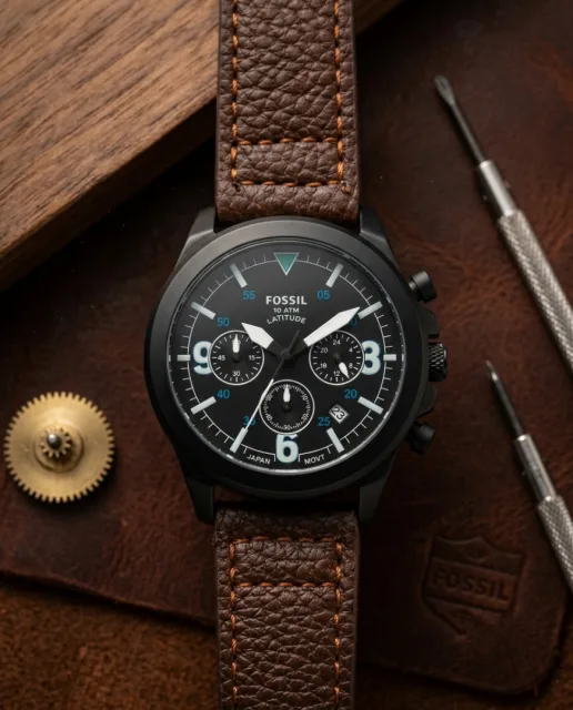 Fosil 10 ATM Latitude Brown Black Dial