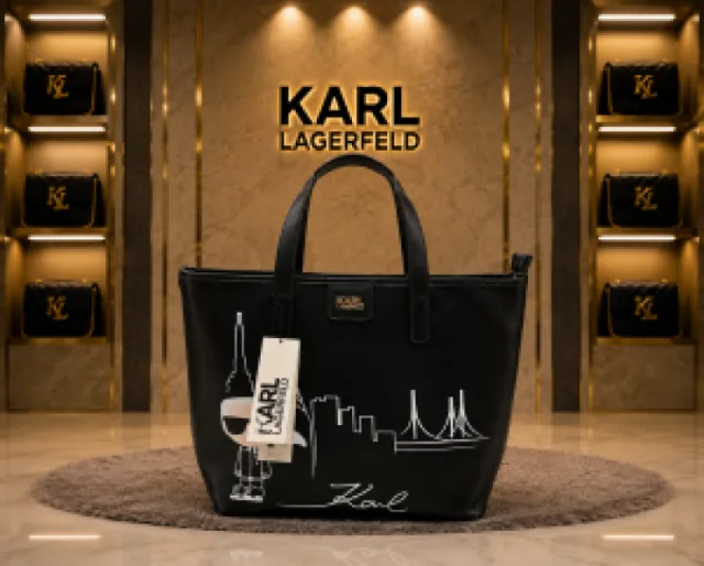 Karl Lagerfeld Embossed Logo Tote Para Mujer Original With Dust Bag 6456