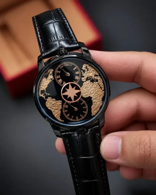 Jacob & Co. The World Is Yours Dual Time Zone Black Copper