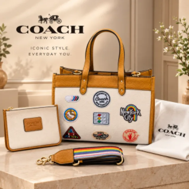 COATCH FIELD 30 MEDIUM TOTE WITH PATCHES WITH OG DUST BAG 6835